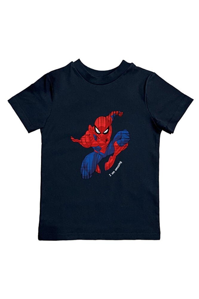 Spiderman baskılı örümcek adam pamuklu penye kumaş yazlık çocuk tişört
