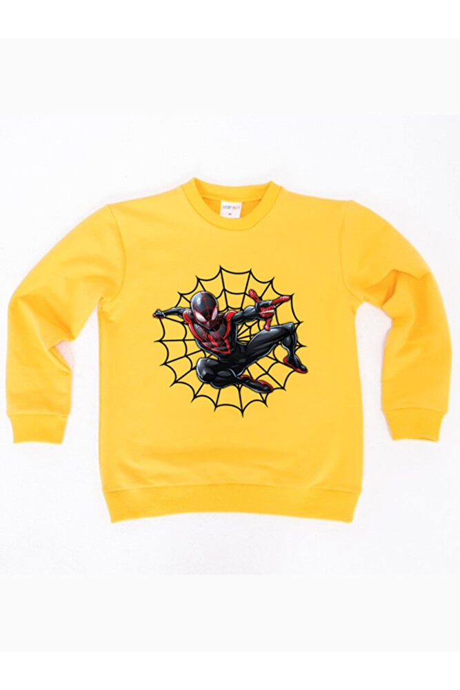 Spiderman baskılı örümcek adam pamuklu kumaş çocuk sweatshirt