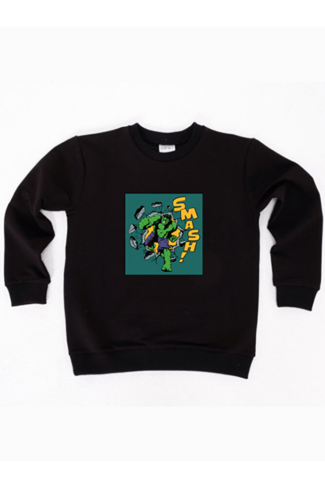Spiderman baskılı pamuklu kumaş çocuk sweatshirt