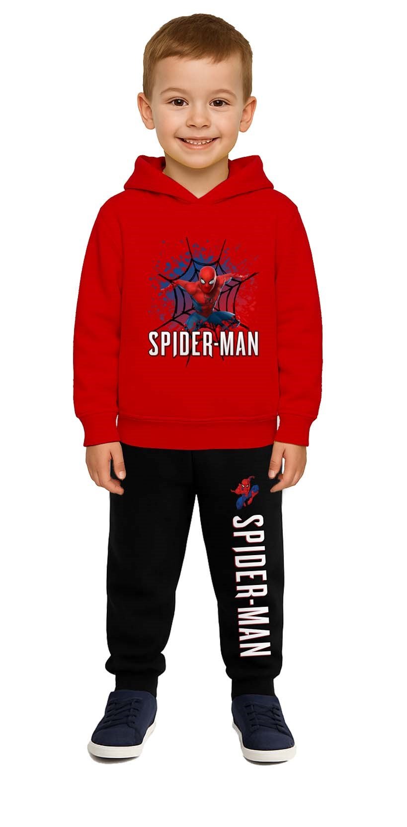 Spiderman çocuk eşofman takımı pamuklu kumaş kapüşonlu