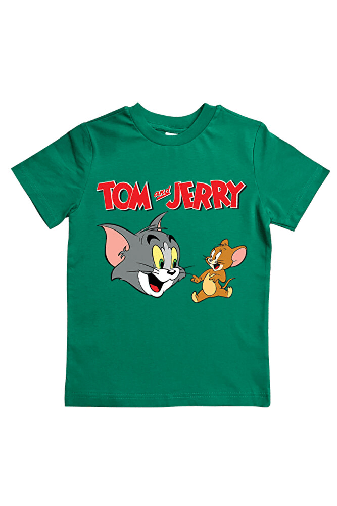 Tom & Jerry baskılı pamuklu penye kumaş yazlık çocuk tişört
