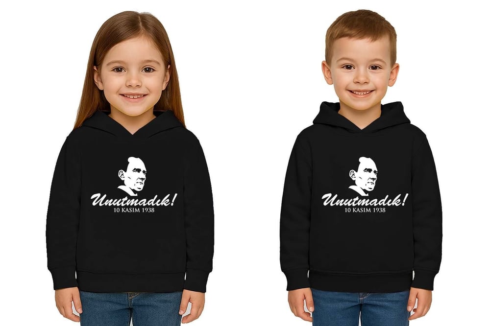 Unisex Ay Yıldızlı 19 Mayıs 29 Ekim 23 Nisan 10 Kasım Atatürk Çocuk Kapüşonlu Sweatshirt