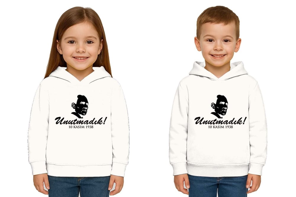 Unisex Ay Yıldızlı 19 Mayıs 29 Ekim 23 Nisan 10 Kasım Atatürk Çocuk Kapüşonlu Sweatshirt