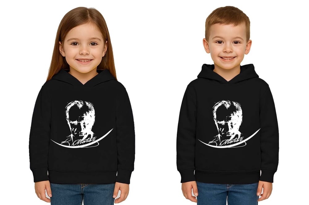 Unisex Ay Yıldızlı 19 Mayıs 29 Ekim 23 Nisan 10 Kasım Atatürk Çocuk Kapüşonlu Sweatshirt