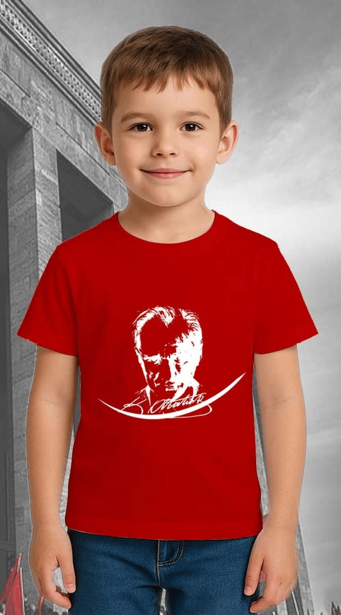 Unisex Ay Yıldızlı T-Shirt 19 Mayıs 29 Ekim 23 Nisan 10 Kasım Atatürk Çocuk Tişört