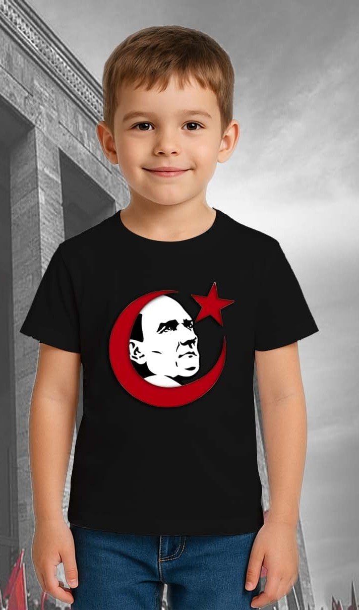 Unisex Ay Yıldızlı T-Shirt 19 Mayıs 29 Ekim 23 Nisan 10 Kasım Atatürk Çocuk Tişört