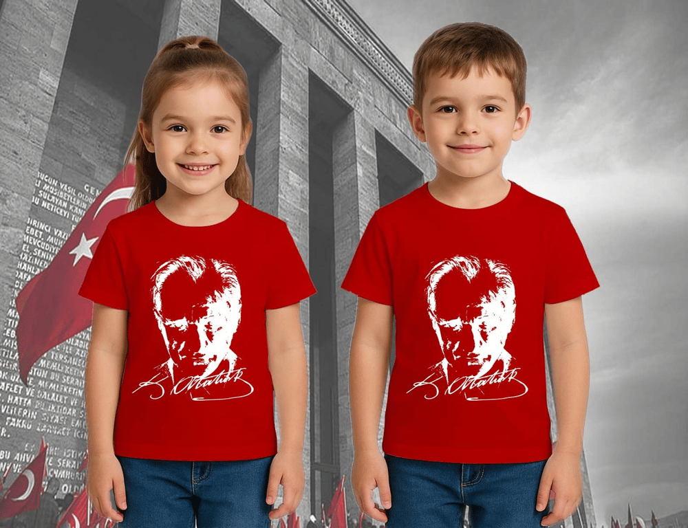 Unisex Ay Yıldızlı T-Shirt 19 Mayıs 29 Ekim 23 Nisan 10 Kasım Atatürk Çocuk Tişört