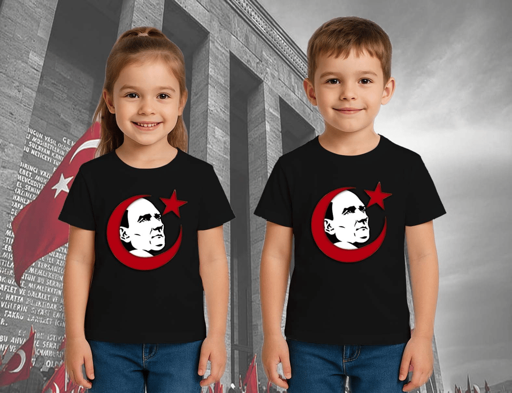 Unisex Ay Yıldızlı T-Shirt 19 Mayıs 29 Ekim 23 Nisan 10 Kasım Atatürk Çocuk Tişört