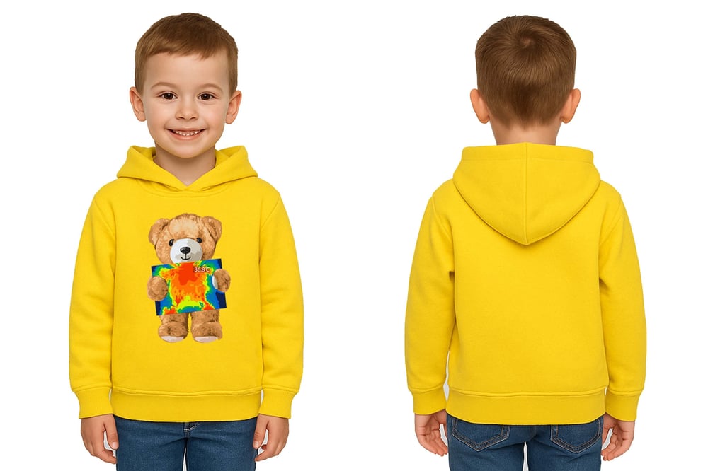 Unisex ayıcık bear Baskılı Çocuk Kapşonlu Swaetshirt 3 İplik Şardonlu