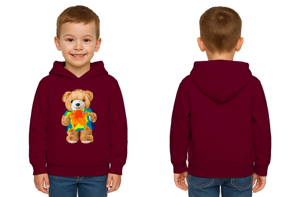 Unisex ayıcık bear Baskılı Çocuk Kapşonlu Swaetshirt 3 İplik Şardonlu