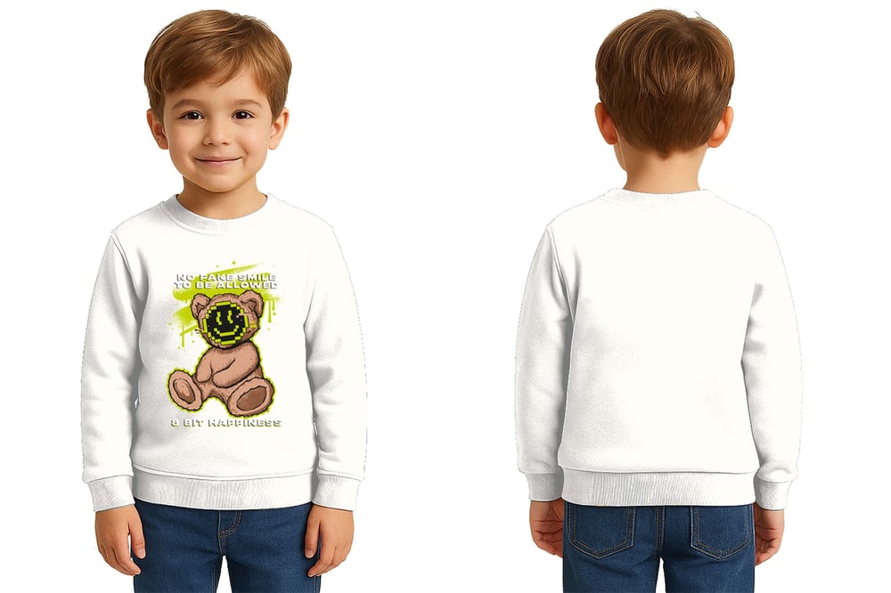 Unisex ayıcık bear Baskılı Çocuk Swaetshirt 3 İplik Şardonlu