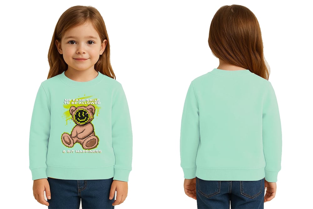 Unisex ayıcık bear Baskılı Çocuk Swaetshirt 3 İplik Şardonlu