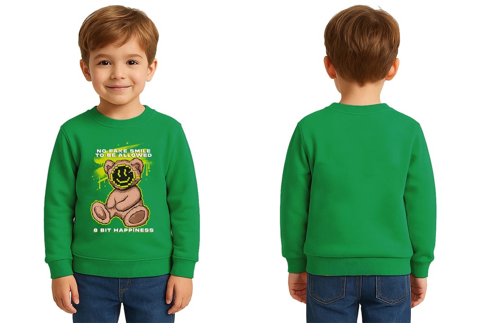 Unisex ayıcık bear Baskılı Çocuk Swaetshirt 3 İplik Şardonlu