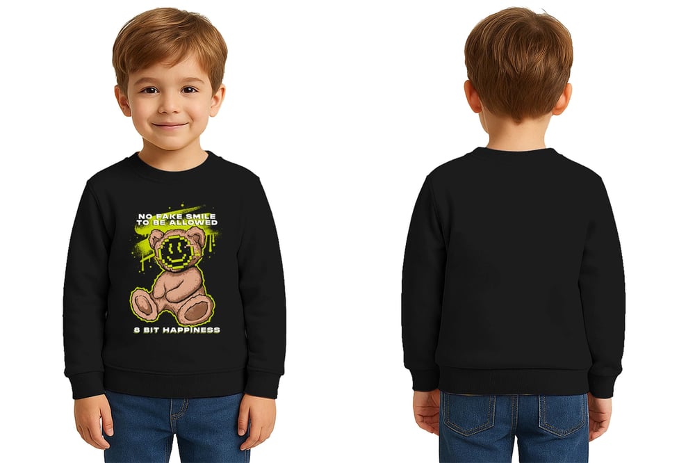 Unisex ayıcık bear Baskılı Çocuk Swaetshirt 3 İplik Şardonlu