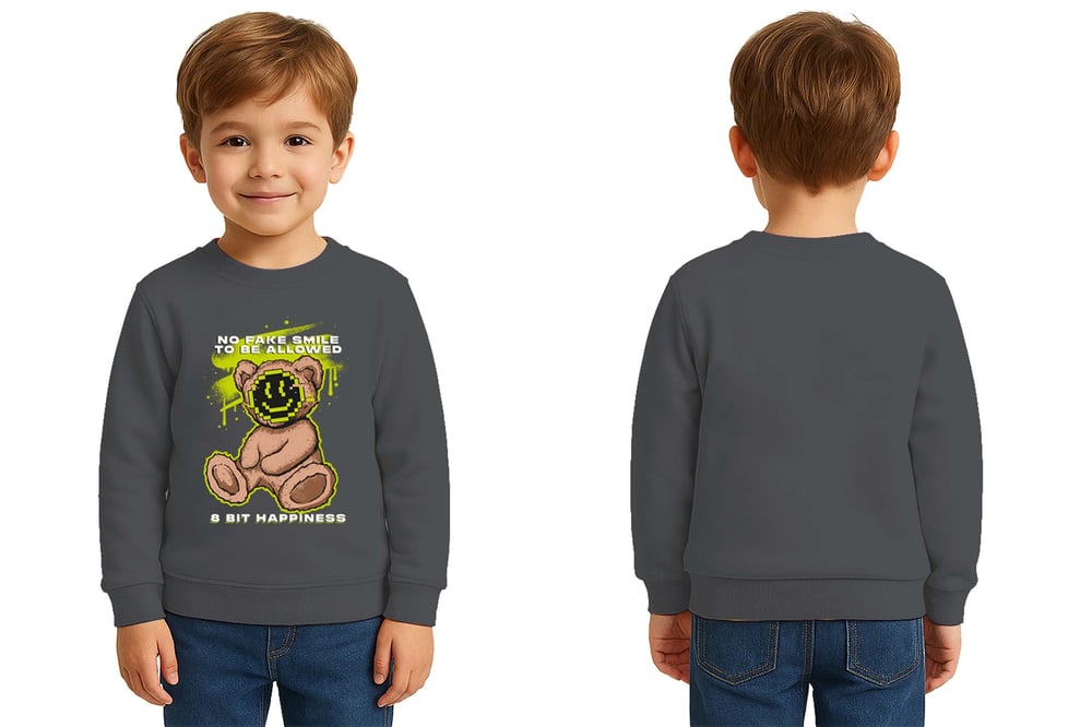 Unisex ayıcık bear Baskılı Çocuk Swaetshirt 3 İplik Şardonlu