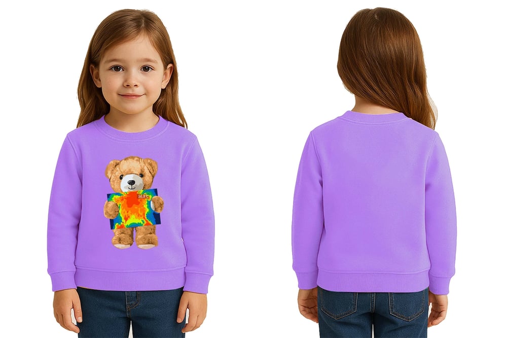 Unisex ayıcık bear Baskılı Çocuk Swaetshirt 3 İplik Şardonlu