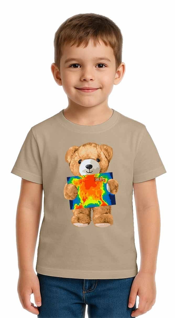 Unisex Ayıcık Bear Baskılı Çocuk Tişört pamuklu penye kumaş
