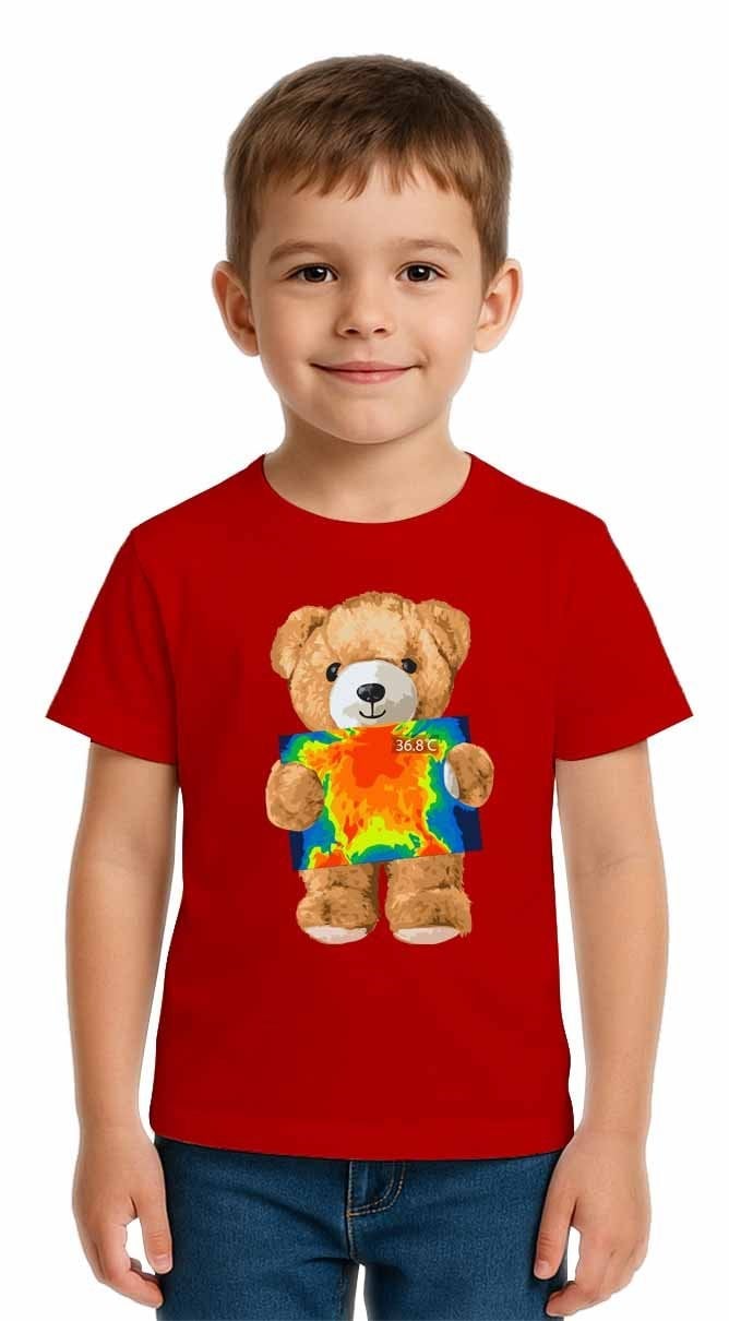 Unisex Ayıcık Bear Baskılı Çocuk Tişört pamuklu penye kumaş