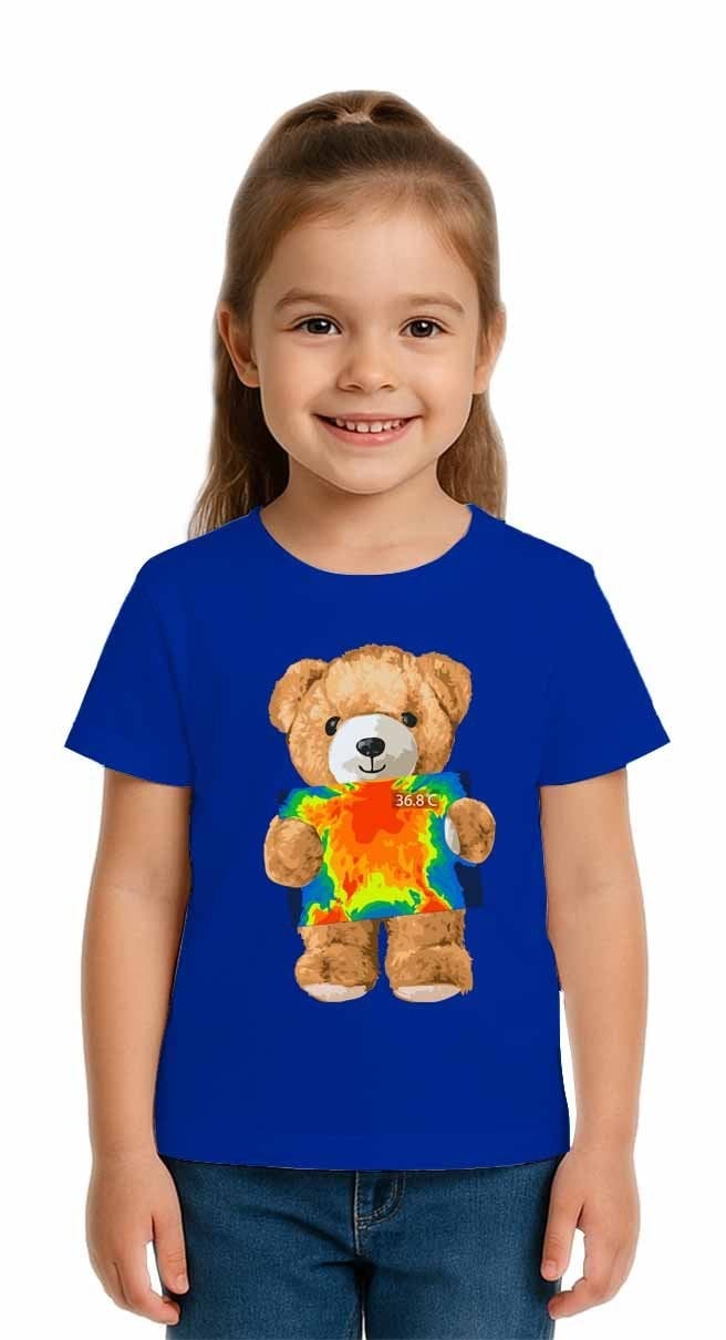 Unisex Ayıcık Bear Baskılı Çocuk Tişört pamuklu penye kumaş