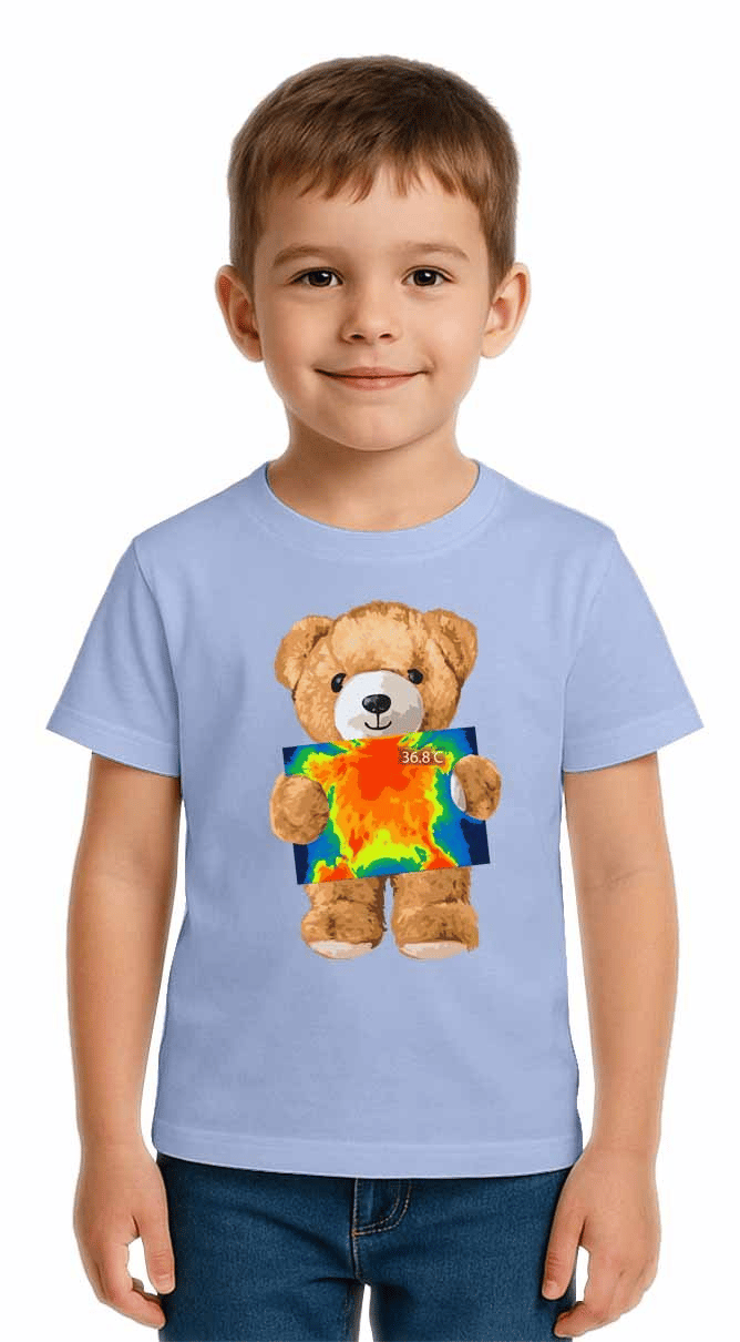 Unisex Ayıcık Bear Baskılı Çocuk Tişört pamuklu penye kumaş