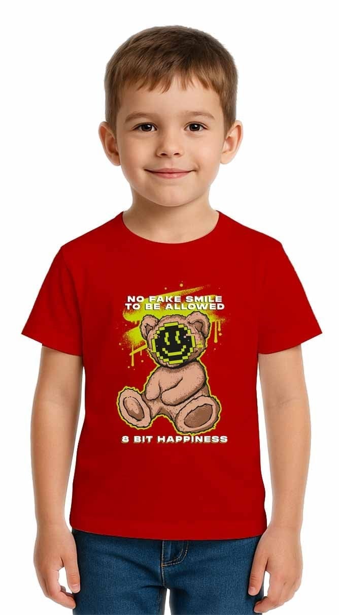 Unisex Ayıcık Bear Baskılı Çocuk Tişört pamuklu penye kumaş