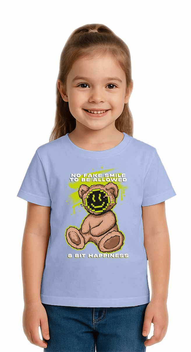 Unisex Ayıcık Bear Baskılı Çocuk Tişört pamuklu penye kumaş