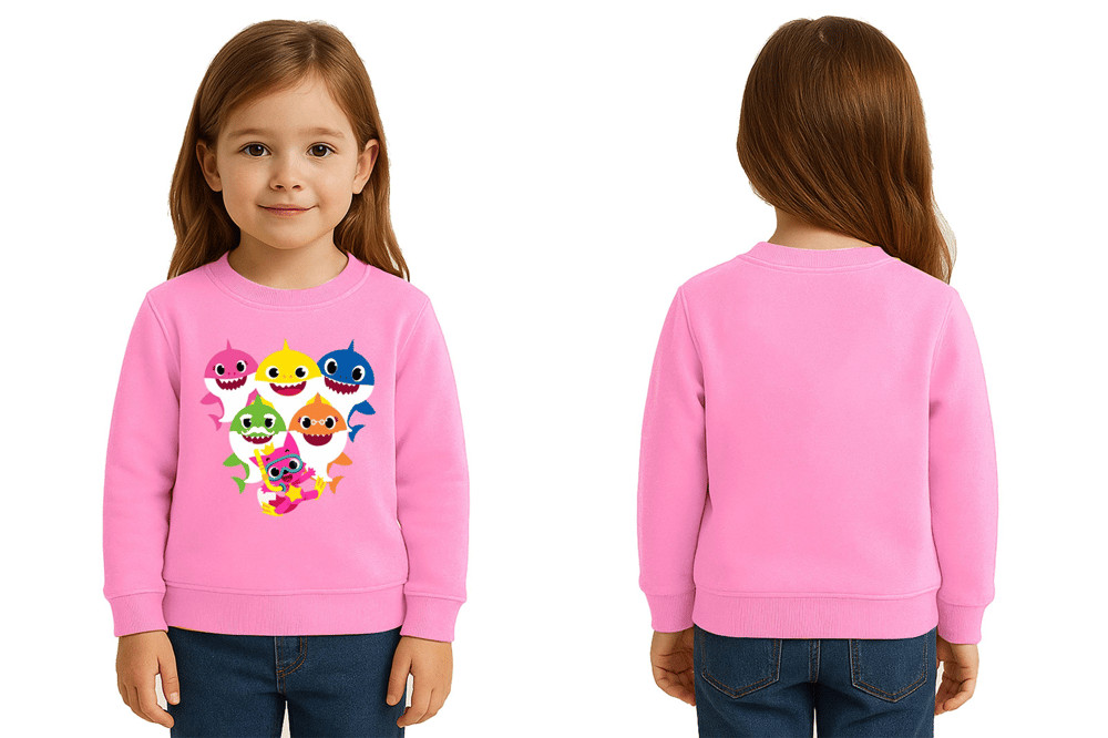 Unisex baby shark Baskılı Çocuk Swaetshirt 3 İplik Şardonlu