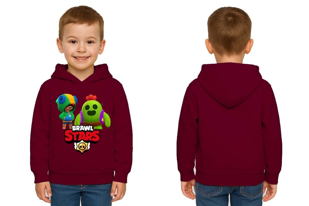 Unisex  Baskılı brawl stars Çocuk Swaetshirt Kapüşonlu 3 İplik Şardonlu