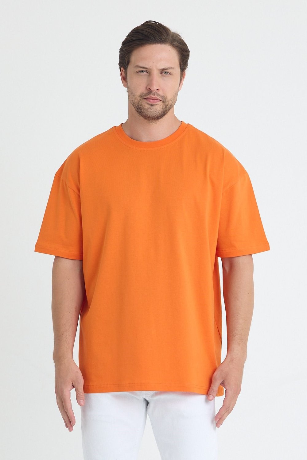 Unısex Baskısız Oversize Büyük T-shirt Pamuklu Penye Kumaş