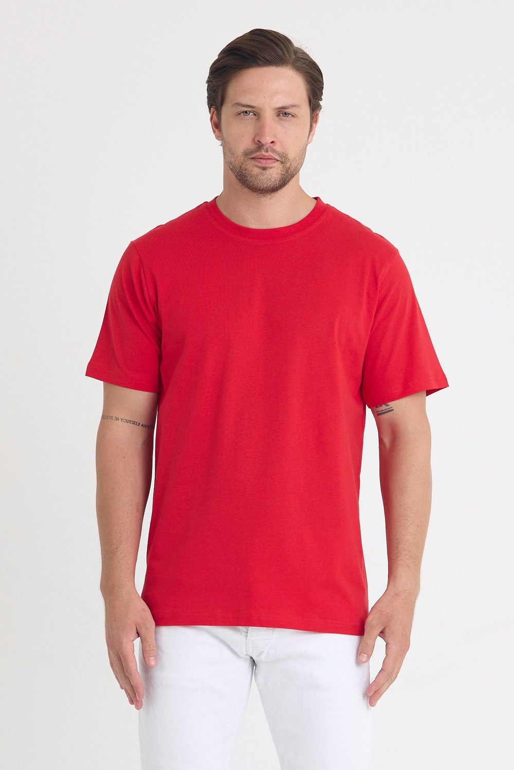 Unısex Baskısız Regular T-shirt Pamuklu Penye Kumaş