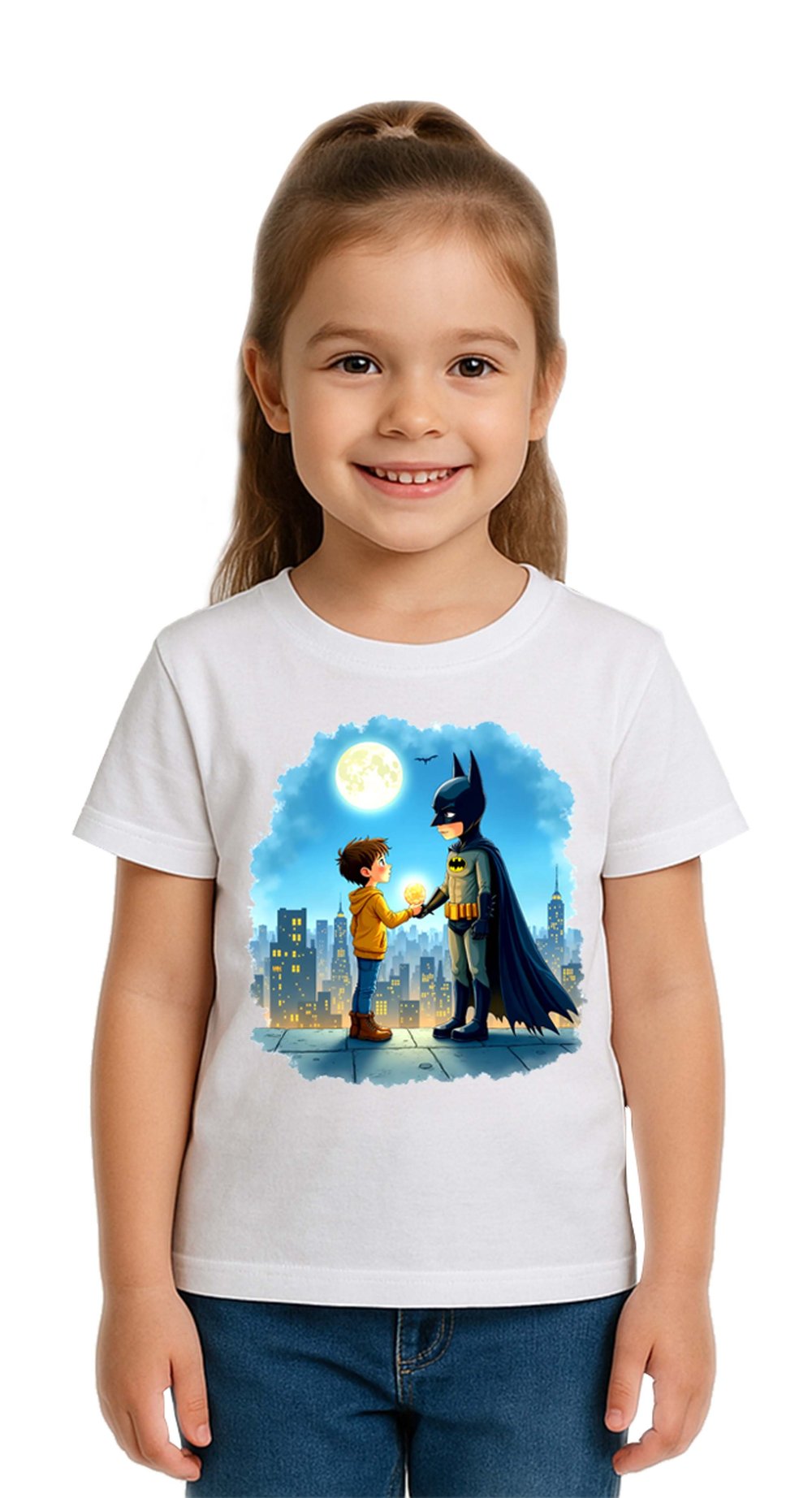 Unisex Batman baskılı Çocuk Tişört pamuklu penye kumaş