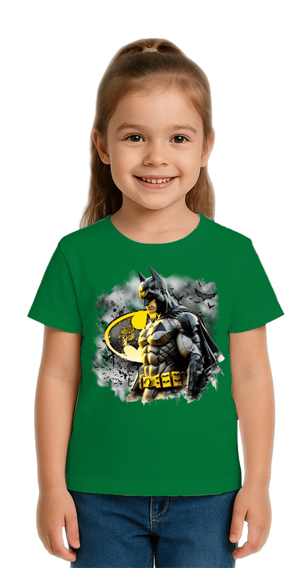 Unisex Batman baskılı Çocuk Tişört pamuklu penye kumaş