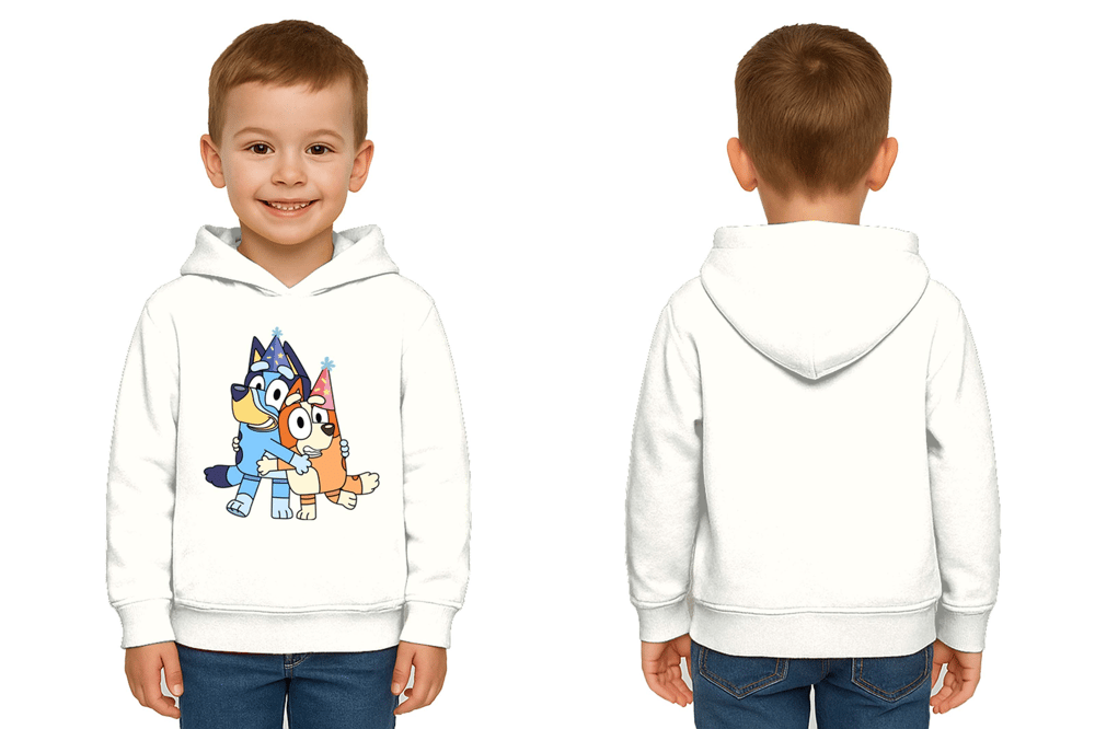 Unisex Bluey Baskılı Çocuk Swaetshirt Kapşonlu 3 İplik Şardonlu