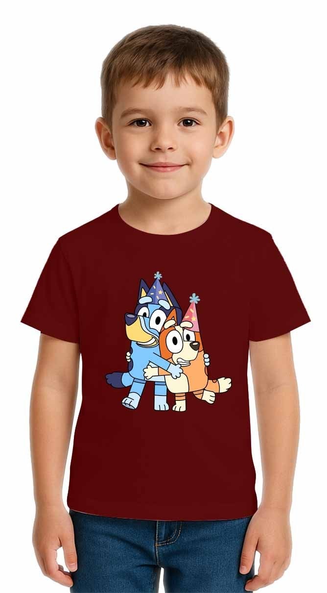 Unisex Bluey Baskılı Çocuk Tişört pamuklu penye kumaş