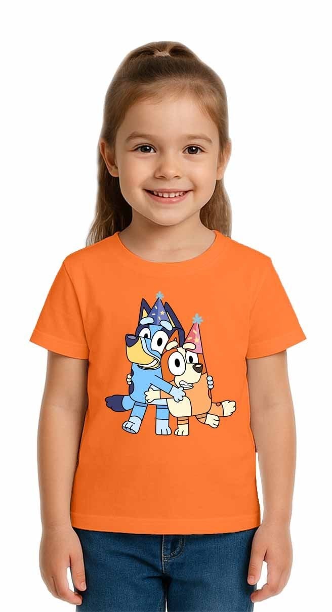 Unisex Bluey Baskılı Çocuk Tişört pamuklu penye kumaş