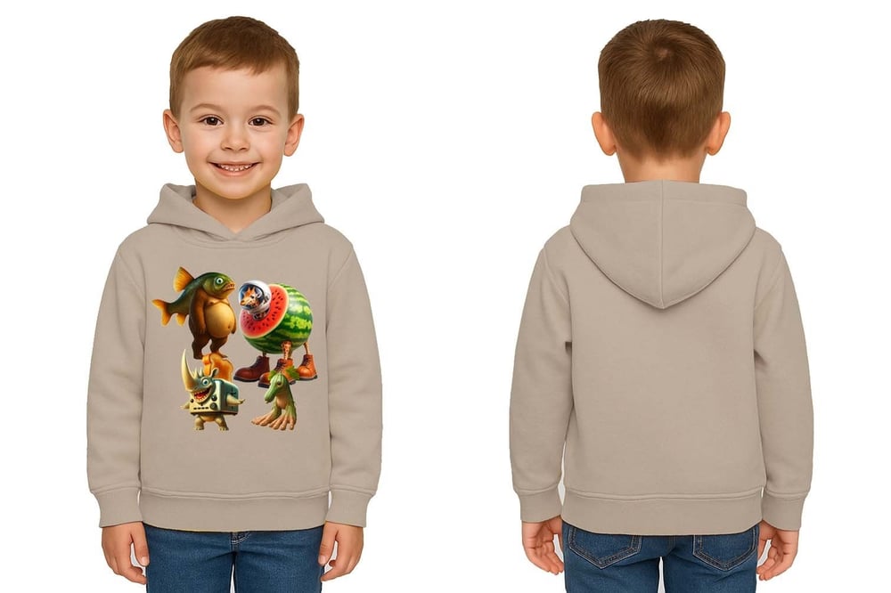 Unisex Brainrot Baskılı Çocuk Swaetshirt Kapüşonlu 3 İplik Şardonlu