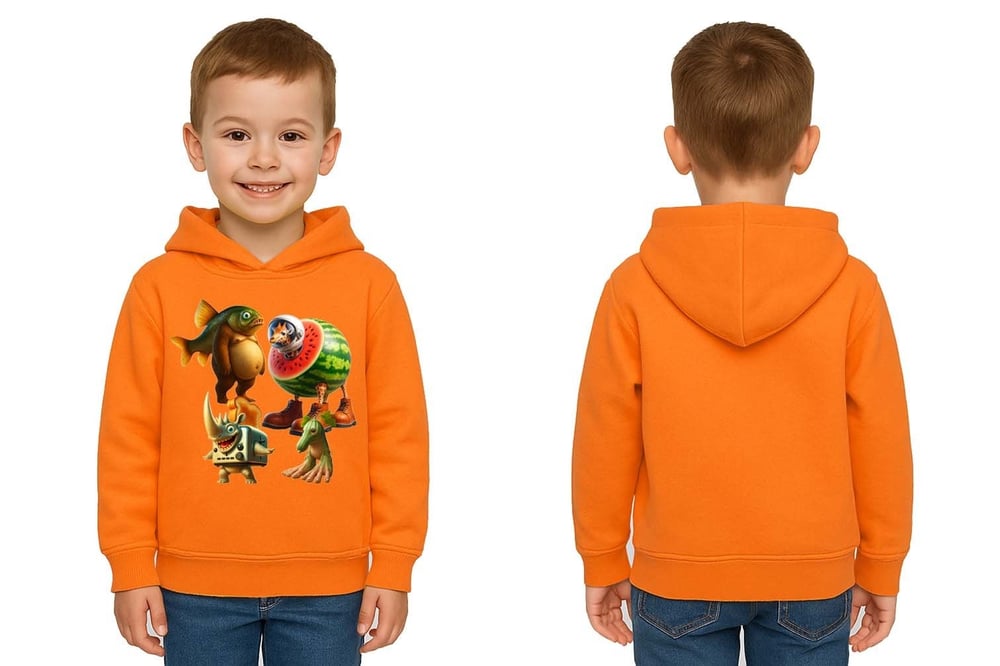 Unisex Brainrot Baskılı Çocuk Swaetshirt Kapüşonlu 3 İplik Şardonlu