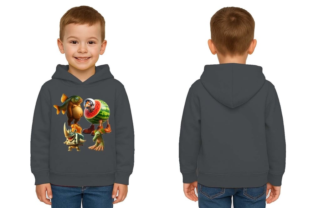 Unisex Brainrot Baskılı Çocuk Swaetshirt Kapüşonlu 3 İplik Şardonlu