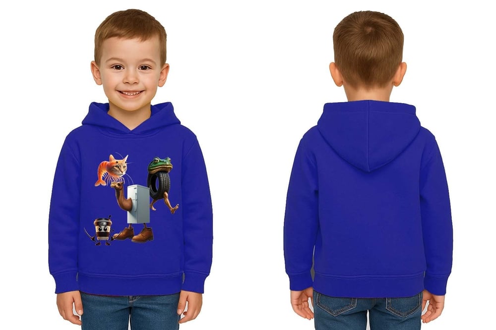 Unisex Brainrot Baskılı Çocuk Swaetshirt Kapüşonlu 3 İplik Şardonlu