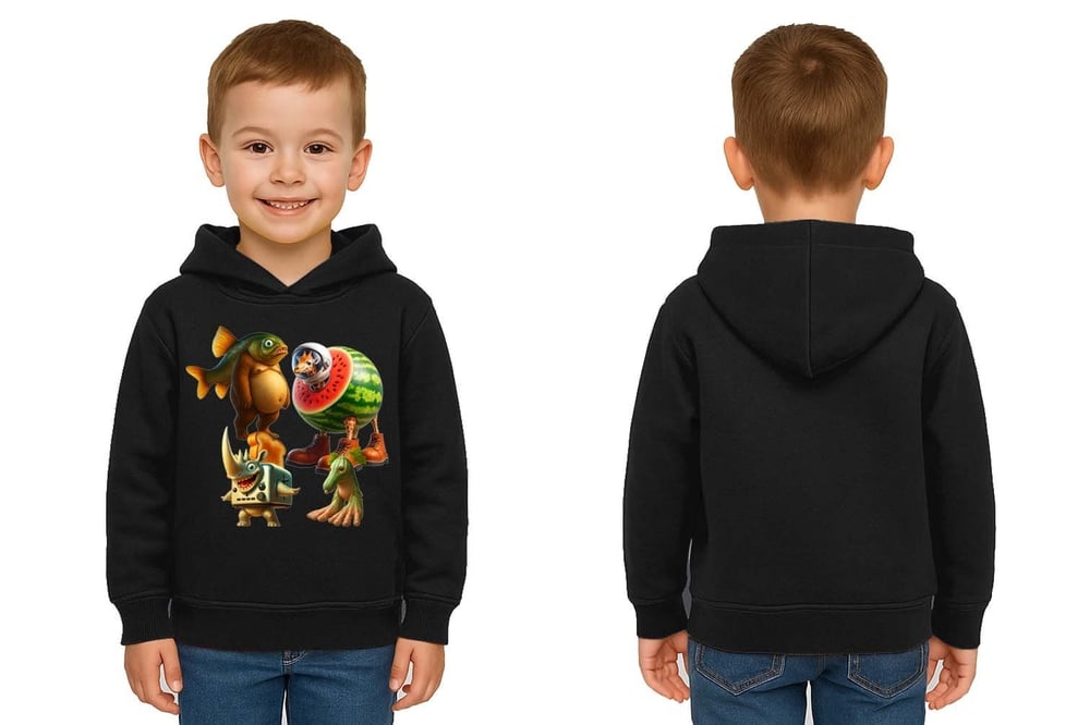Unisex Brainrot Baskılı Çocuk Swaetshirt Kapüşonlu 3 İplik Şardonlu