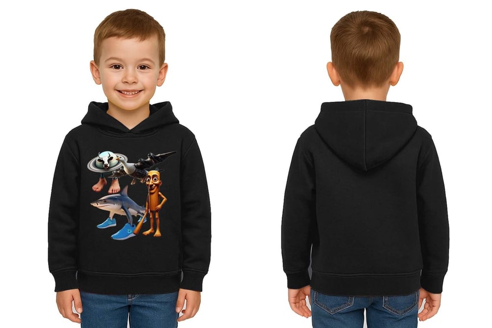 Unisex Brainrot Baskılı Çocuk Swaetshirt Kapüşonlu 3 İplik Şardonlu