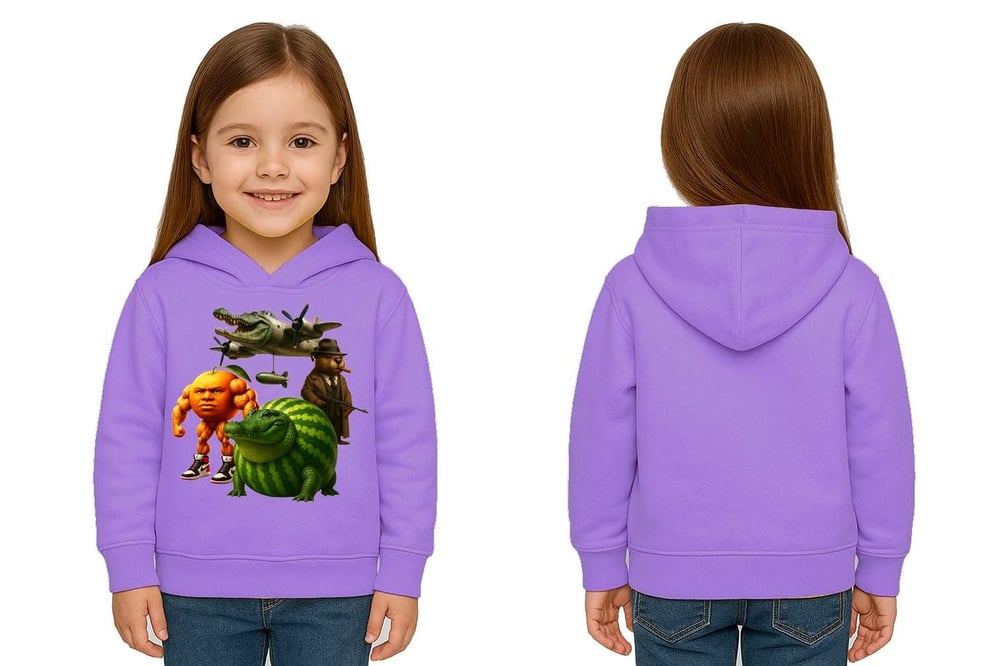 Unisex Brainrot Baskılı Çocuk Swaetshirt Kapüşonlu 3 İplik Şardonlu