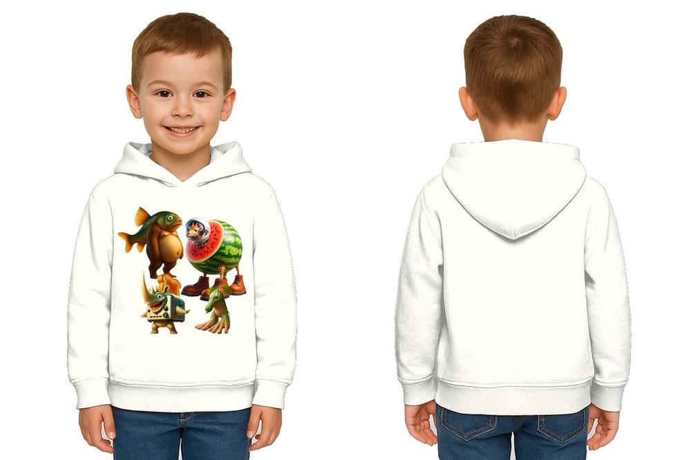 Unisex Brainrot Baskılı Çocuk Swaetshirt Kapüşonlu 3 İplik Şardonlu
