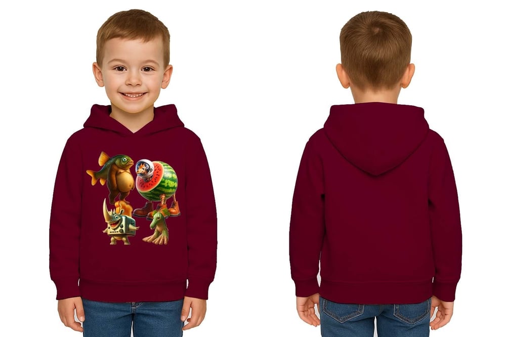 Unisex Brainrot Baskılı Çocuk Swaetshirt Kapüşonlu 3 İplik Şardonlu