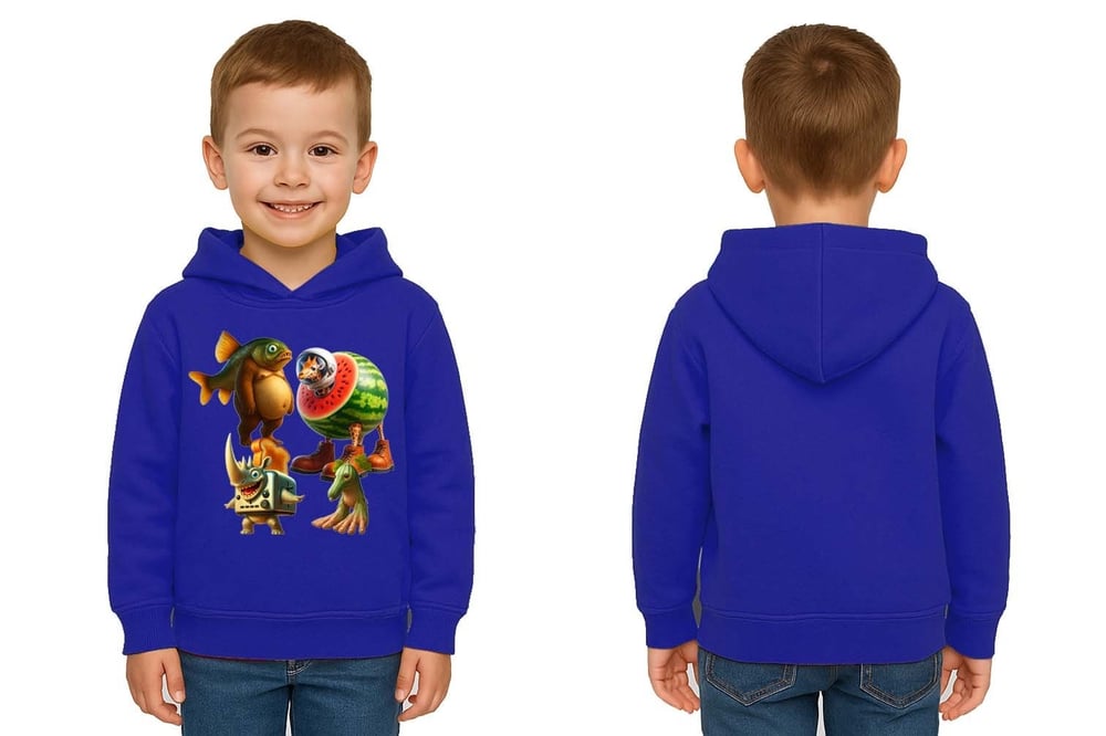 Unisex Brainrot Baskılı Çocuk Swaetshirt Kapüşonlu 3 İplik Şardonlu