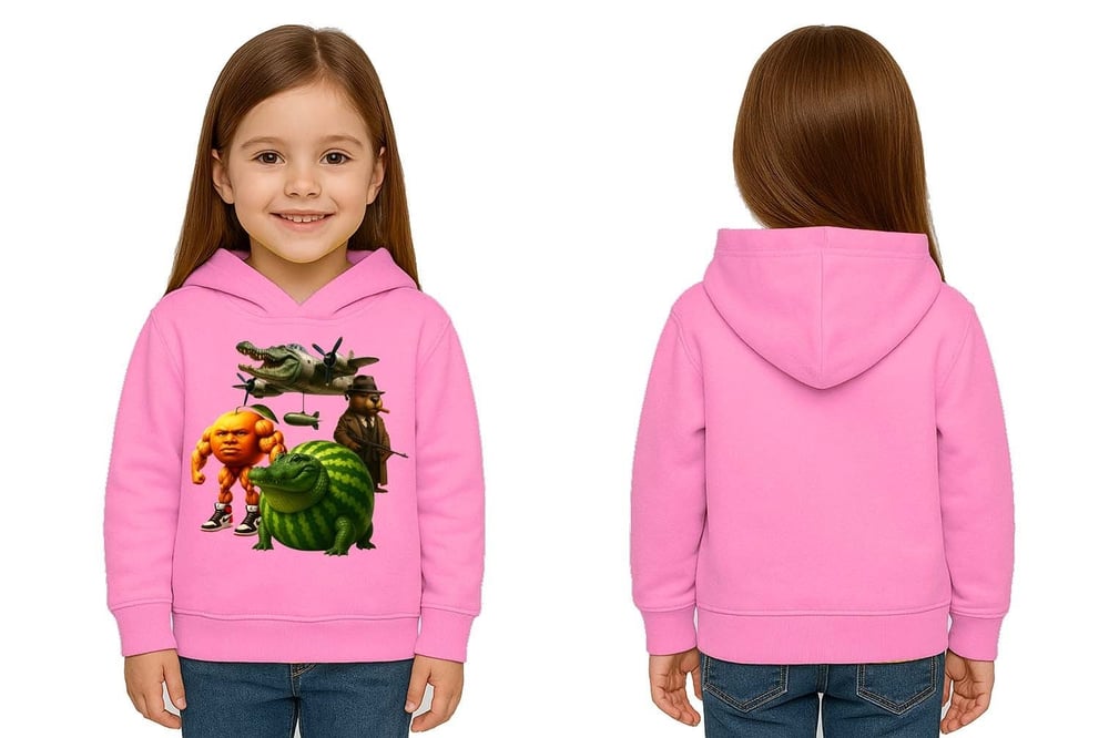 Unisex Brainrot Baskılı Çocuk Swaetshirt Kapüşonlu 3 İplik Şardonlu