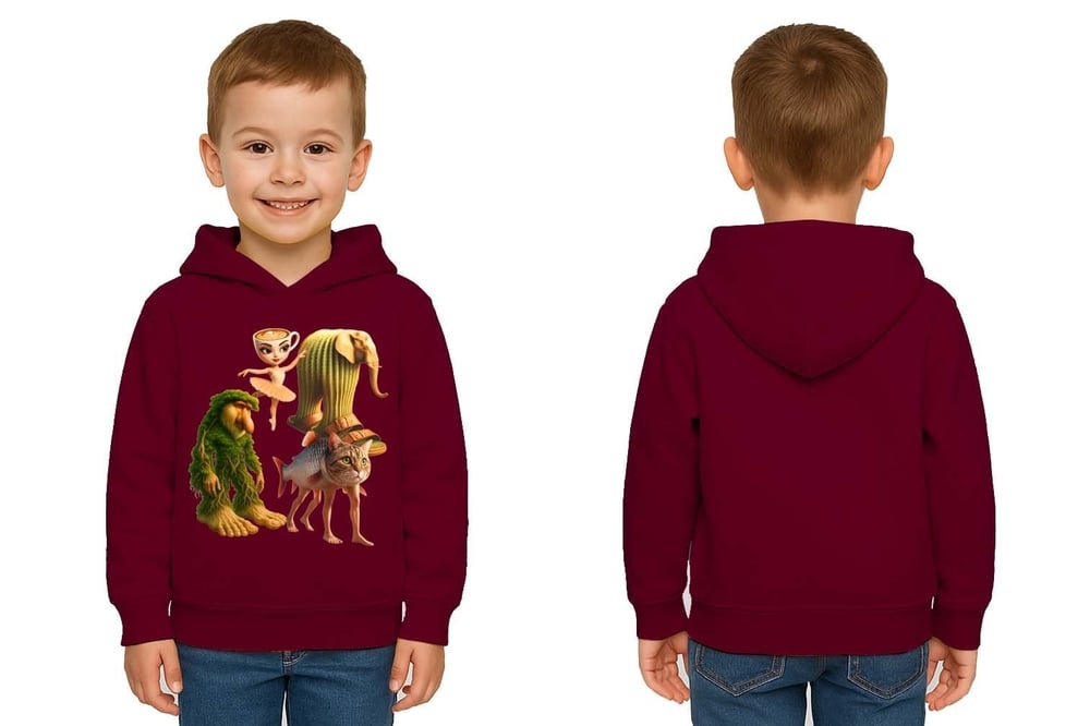 Unisex Brainrot Baskılı Çocuk Swaetshirt Kapüşonlu 3 İplik Şardonlu