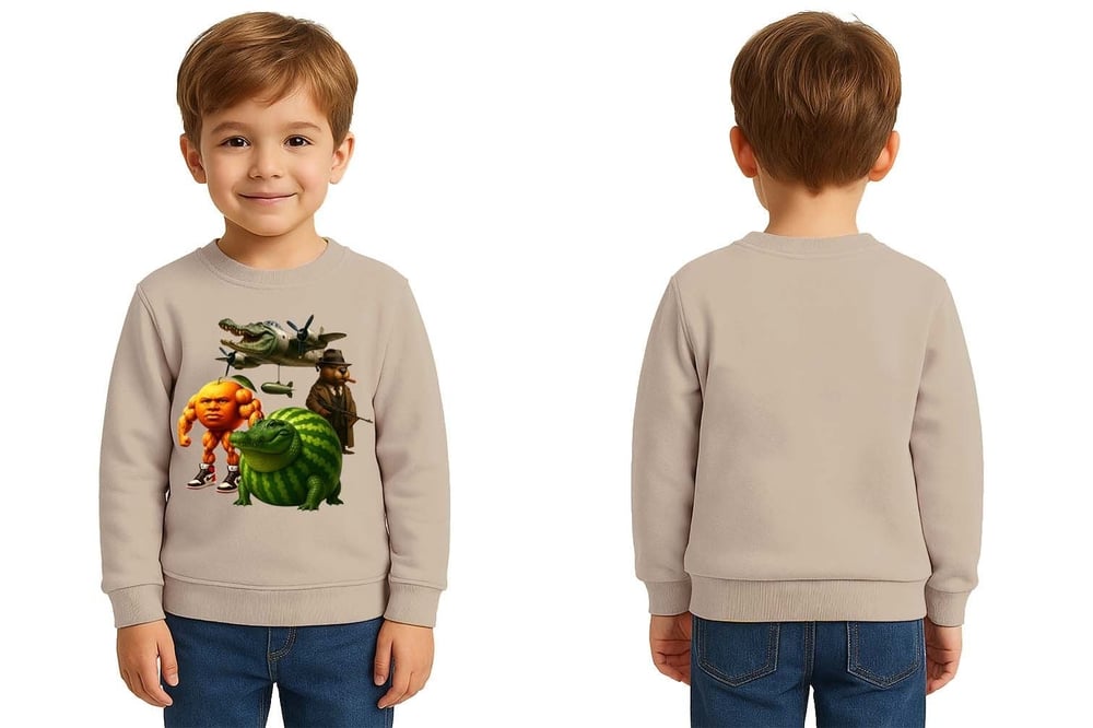 Unisex Braınrot Baskılı Çocuk Swaetshirt 3 İplik Şardonlu