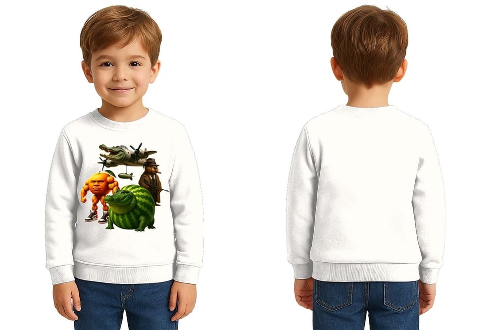 Unisex Braınrot Baskılı Çocuk Swaetshirt 3 İplik Şardonlu