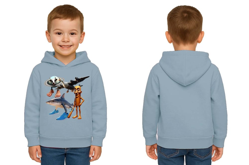 Unisex Brainrot Baskılı Çocuk Swaetshirt Kapüşonlu 3 İplik Şardonlu